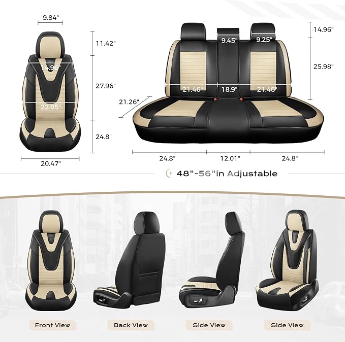 Universal Seat Covers — Front Seat — Black / Beige