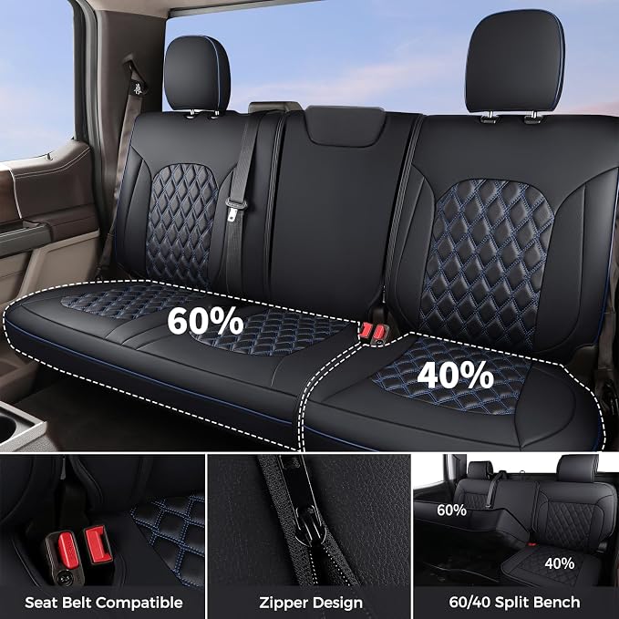 Seat Covers for Jeep Wrangler — Full Set — Black / Blue