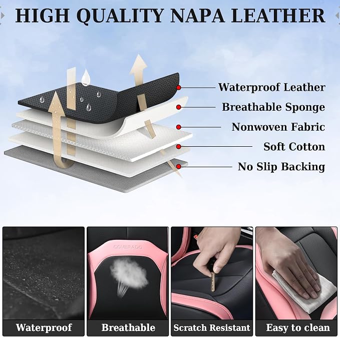 Universal Seat Covers — Full Set — Black / Pink