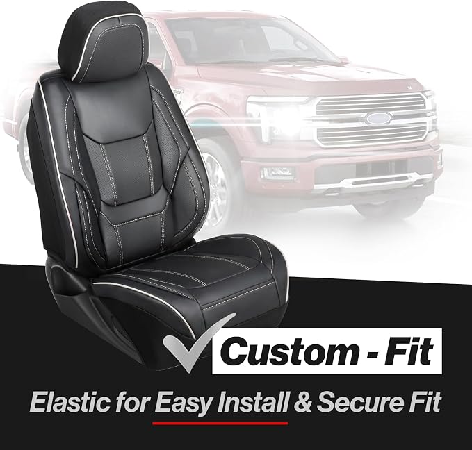 Seat Covers for Ford F-150 — Front Seat — Black / White