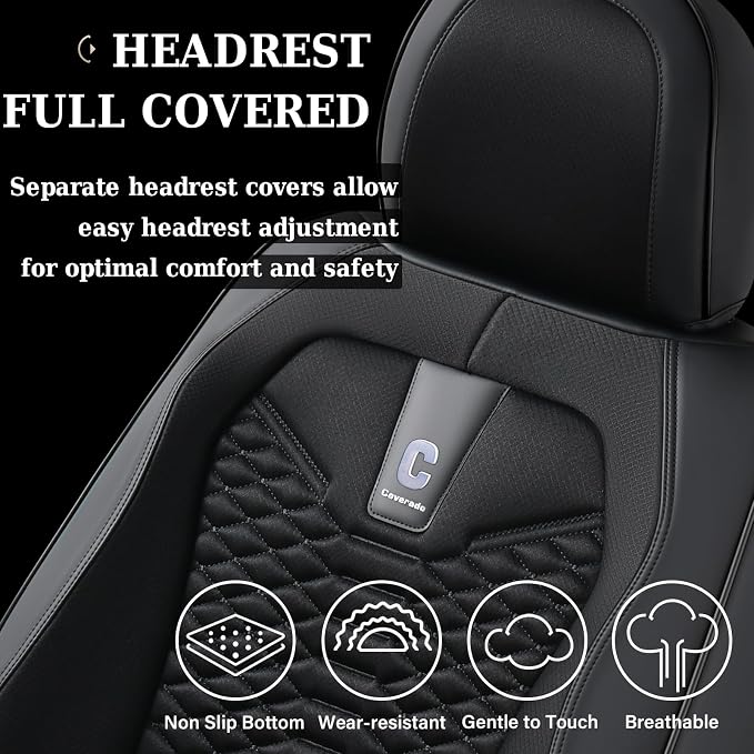 Universal Faux Leather Seat Covers — Full Set — Black
