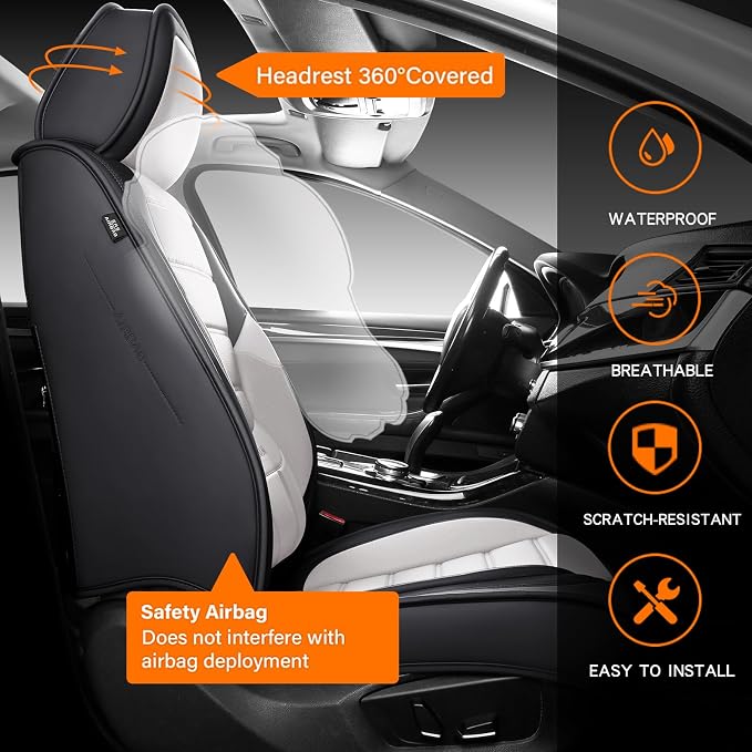 Universal Seat Covers — Full Set — Black / White
