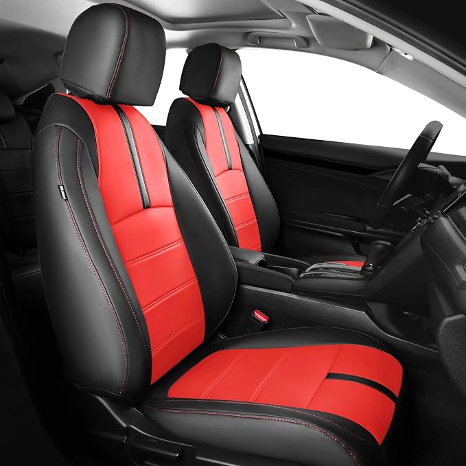 Faux Leather Seat Covers for Honda Civic — Full Set — Black / Red