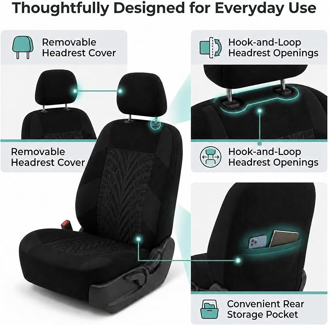 Universal Seat Covers — Front Seat — Black