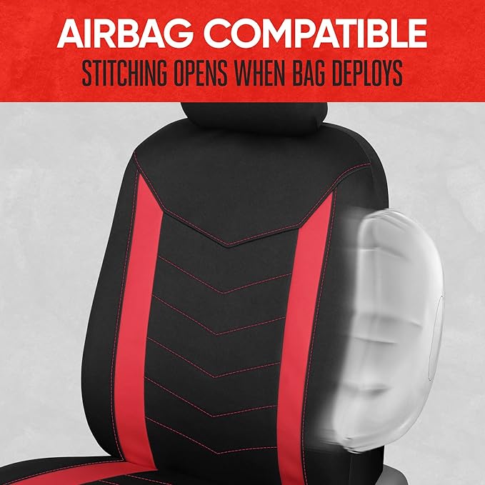 Neoprene Car Seat Covers — Front Seat — Red