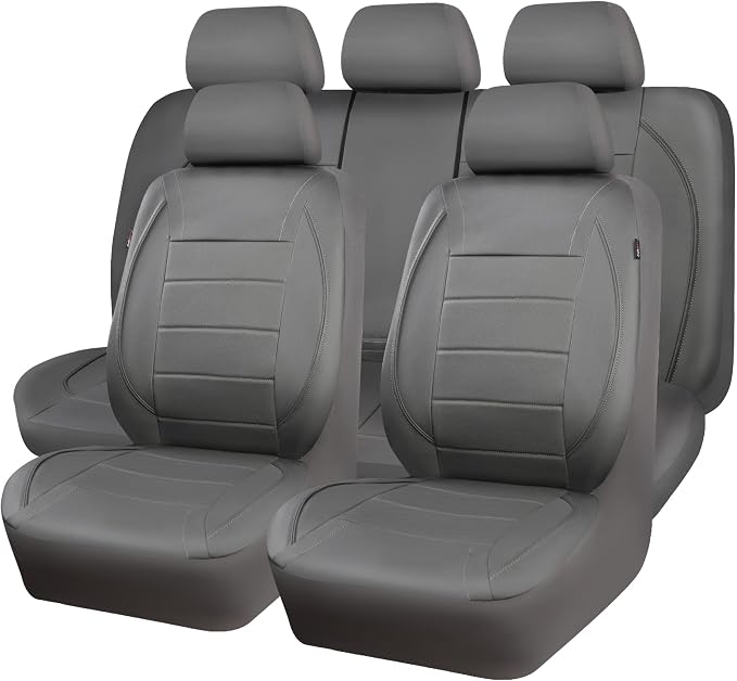Universal Faux Leather Seat Covers — Full Set — Gray