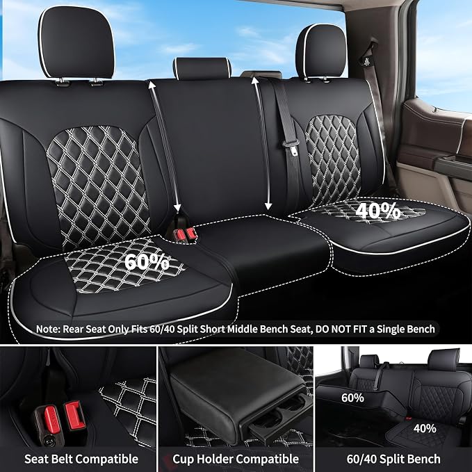 Seat Covers for Multiple Vehicles — Full Set — Black / White
