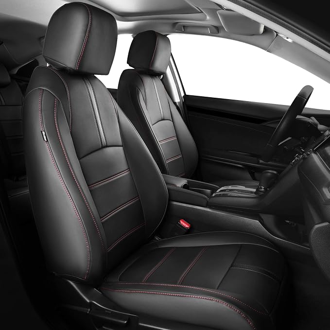 Faux Leather Seat Covers for Honda Civic — Full Set — Black / Red
