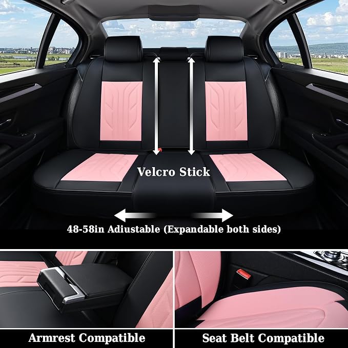 Universal Seat Covers — Front Seat — Black / Pink