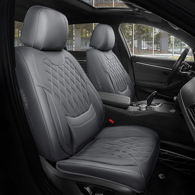 Universal Faux Leather Seat Covers — Full Set — Gray