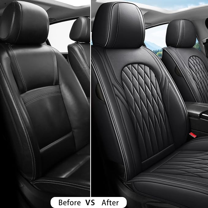 Universal Faux Leather Seat Covers — Full Set — Black