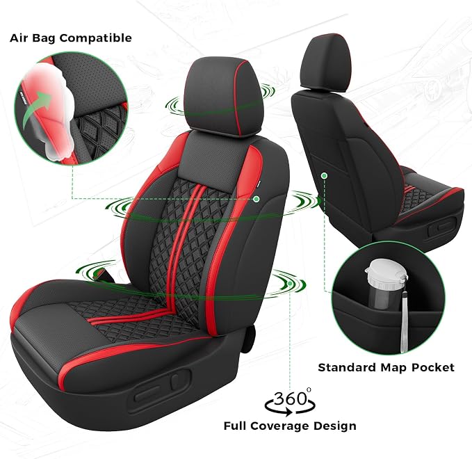 Seat Covers for Toyota Tacoma — Full Set — Black / Red