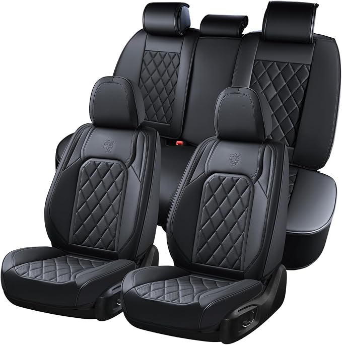Universal Faux Leather Seat Covers — Full Set — Black