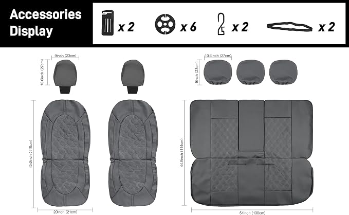 Universal Faux Leather Seat Covers — Front Seat — Gray