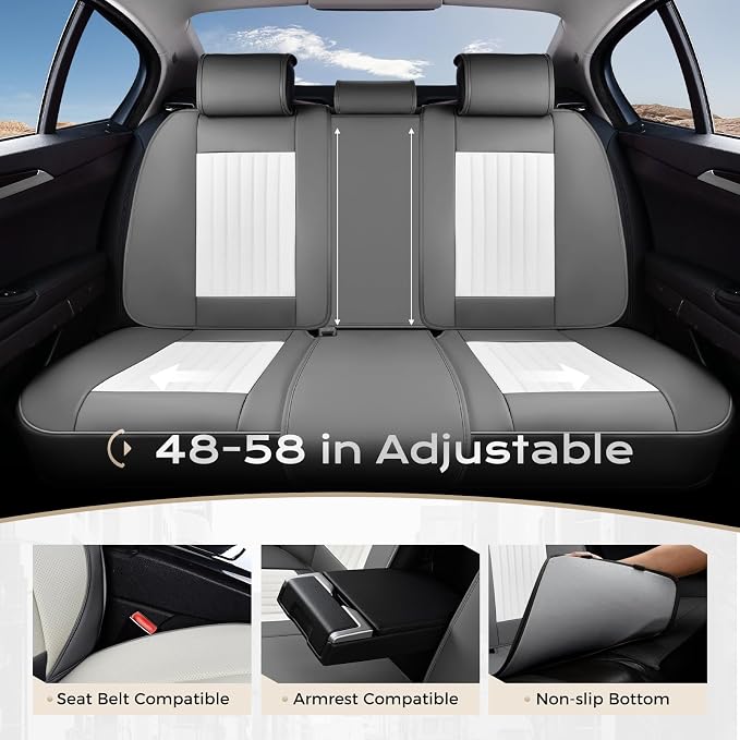 Universal Seat Covers — Full Set — Gray / White