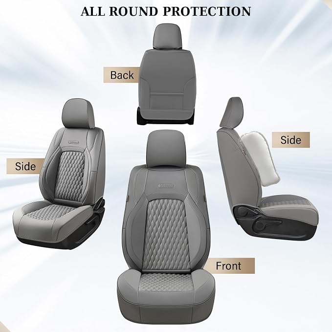 Faux Leather Seat Covers for Chevrolet Silverado / GMC Sierra — Front Seat — Gray