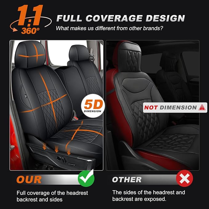 Faux Leather Seat Covers for Chevrolet Silverado / GMC Sierra — Full Set — Black