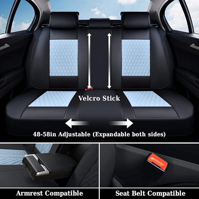 Universal Seat Covers — Full Set — Black / Blue