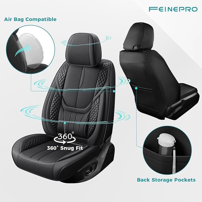 Universal Faux Leather Seat Covers — Black