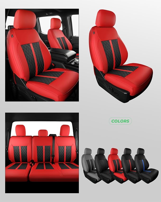 Seat Covers for Multiple Vehicles — Full Set — Red / Black