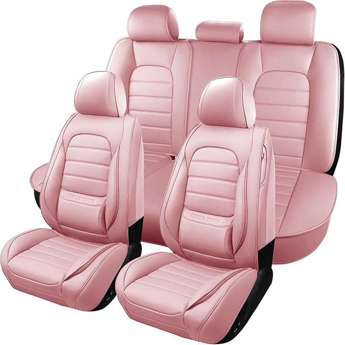Universal Faux Leather Seat Covers — Full Set — Pink