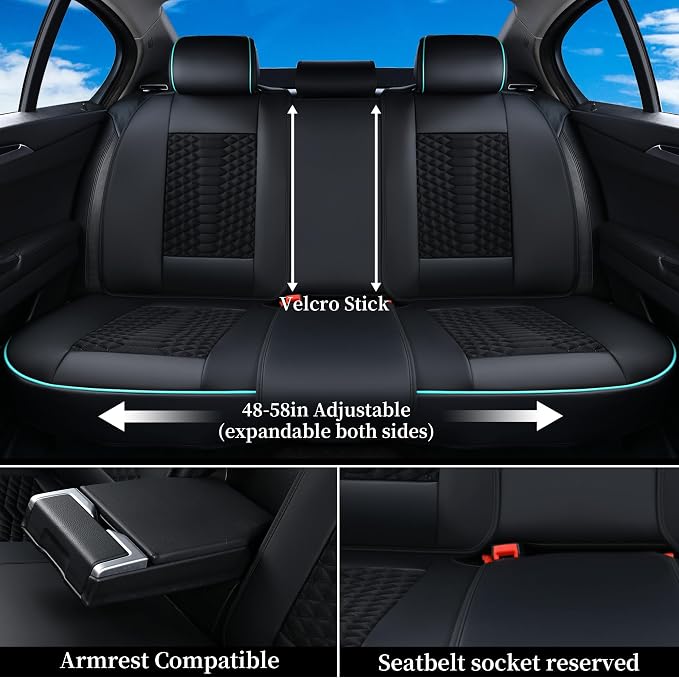 Universal Faux Leather Seat Covers — Full Set — Black