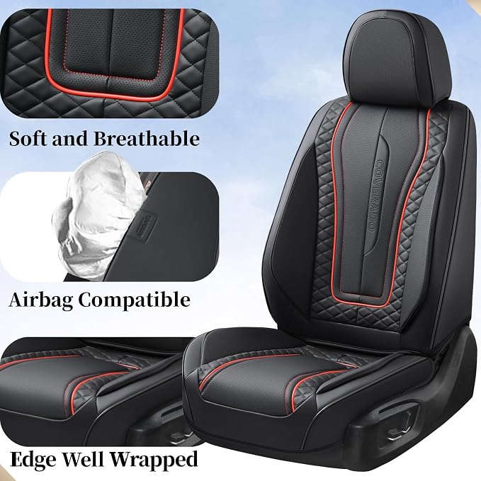 Universal Faux Leather Seat Covers — Full Set — Black