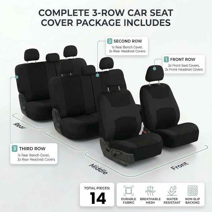 Universal Fabric Seat Covers — Black
