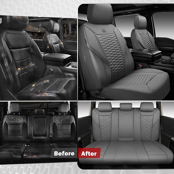 Universal Faux Leather Seat Covers — Full Set — Gray