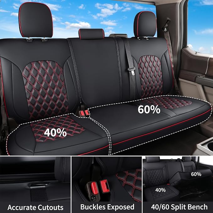 Seat Covers for Toyota Tacoma — Full Set — Black / Red