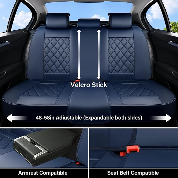 Universal Faux Leather Seat Covers — Full Set — Blue