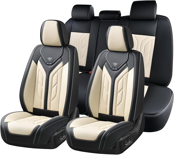 Universal Seat Covers — Full Set — Black / Beige