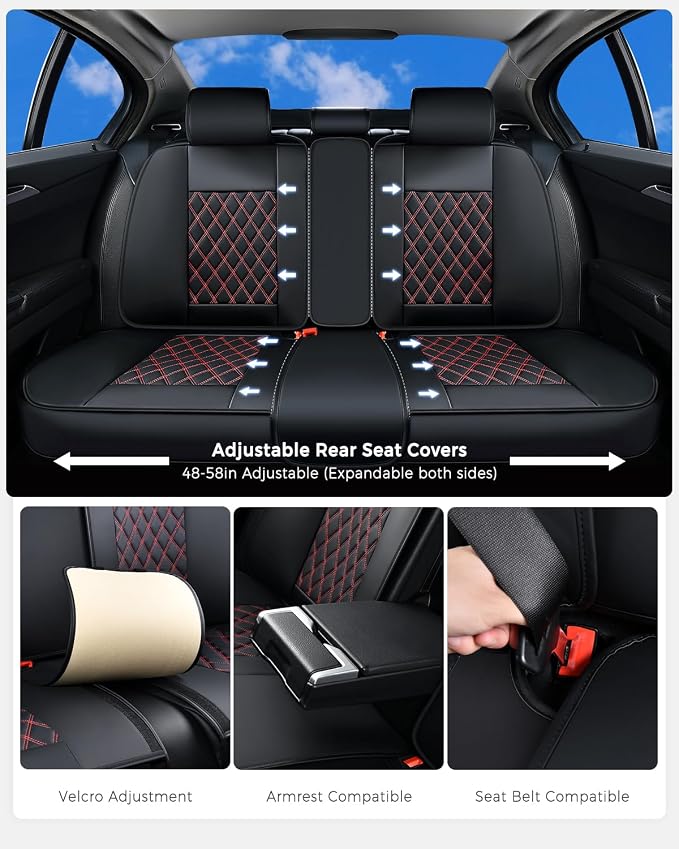Universal Seat Covers — Full Set — Black / Red
