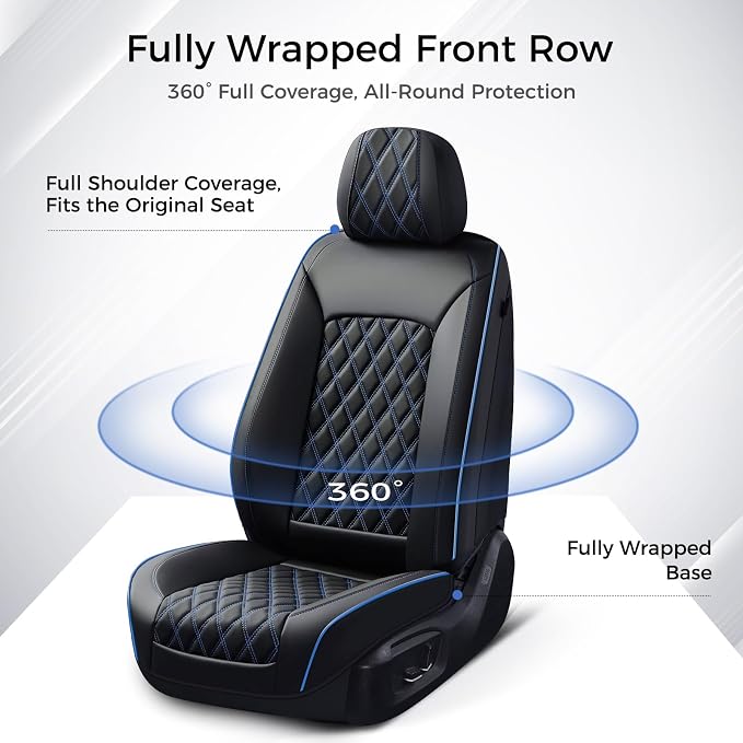 Universal Seat Covers — Full Set — Blue / Black