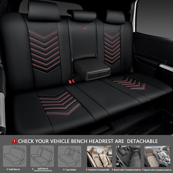 Universal Faux Leather Seat Covers — Full Set — Red / Black