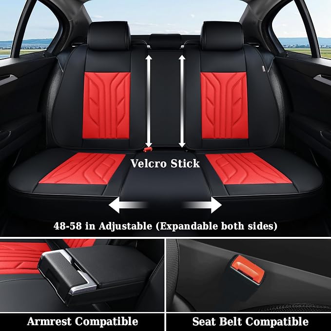 Universal Seat Covers — Full Set — Black / Red