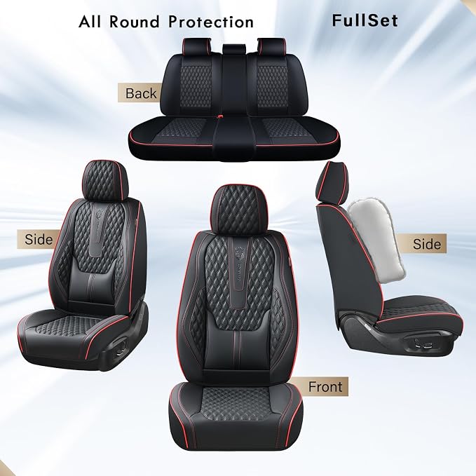 Universal Seat Covers — Full Set — Black / Red