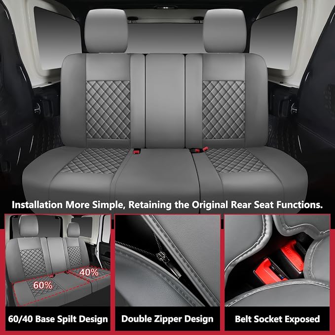 Faux Leather Car Seat Covers — Full Set — Gray