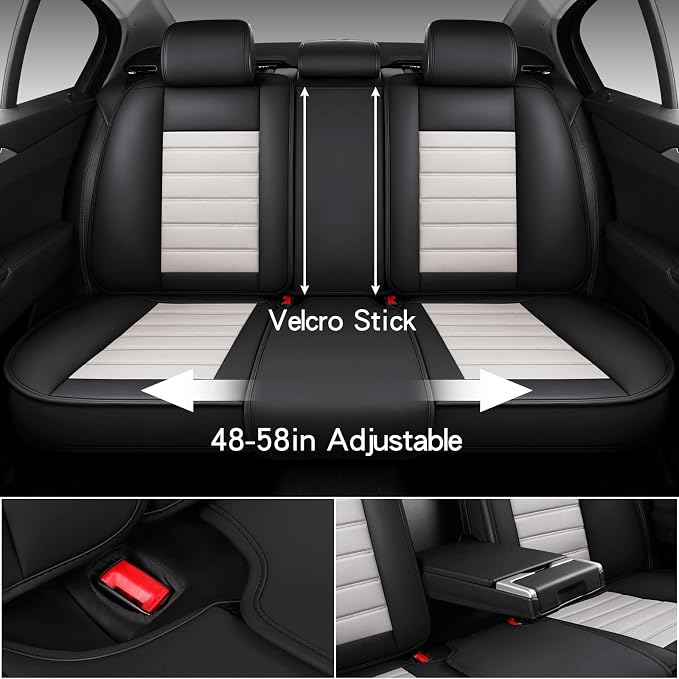 Universal Seat Covers — Full Set — Black / White
