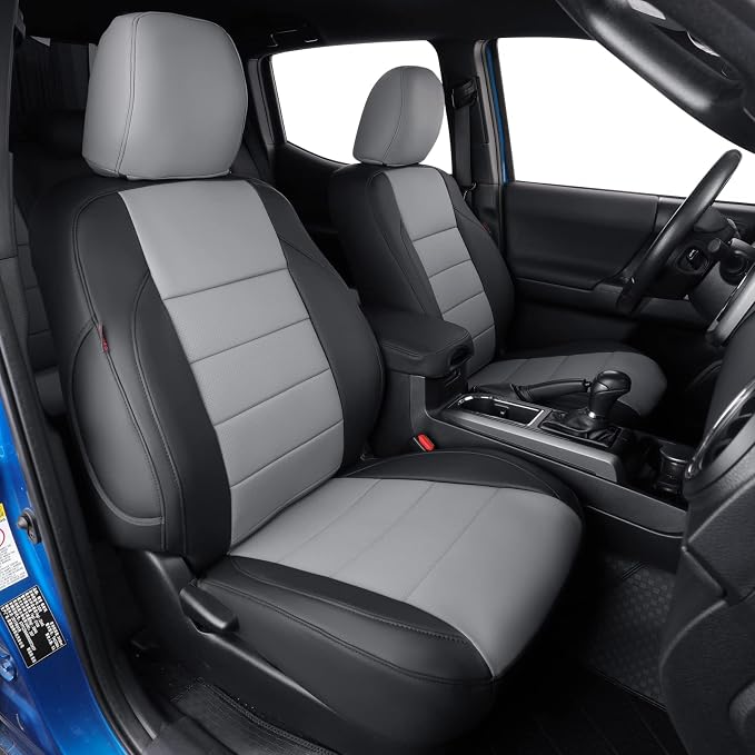 Faux Leather Seat Covers for Toyota Tacoma — Full Set — Black / Gray