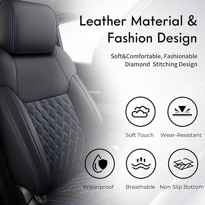 Seat Covers for Toyota Tacoma — Full Set — Black / Blue