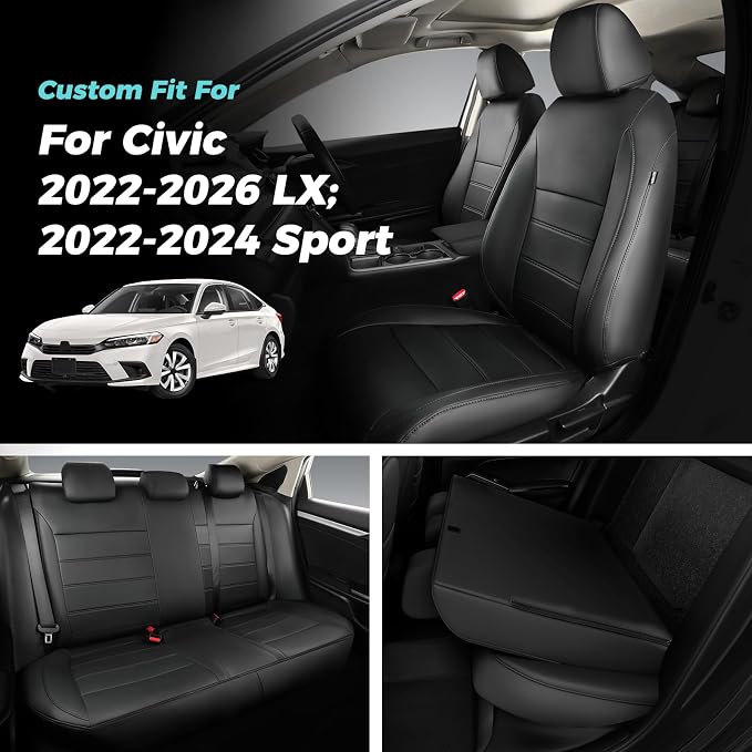 Faux Leather Seat Covers for Honda Civic — Full Set — Black