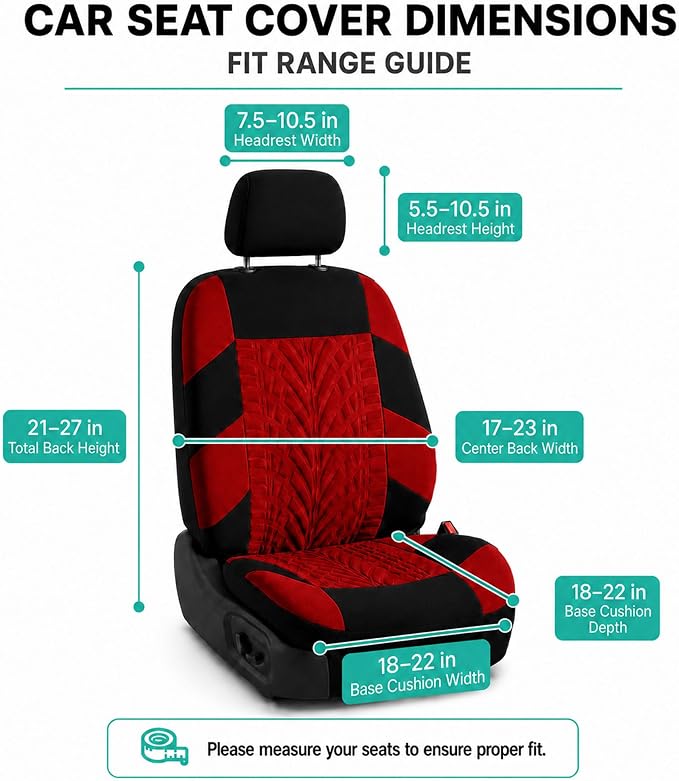 Universal Fabric Seat Covers — Full Set — Red