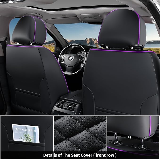 Universal Seat Covers — Front Seat — Black / Purple