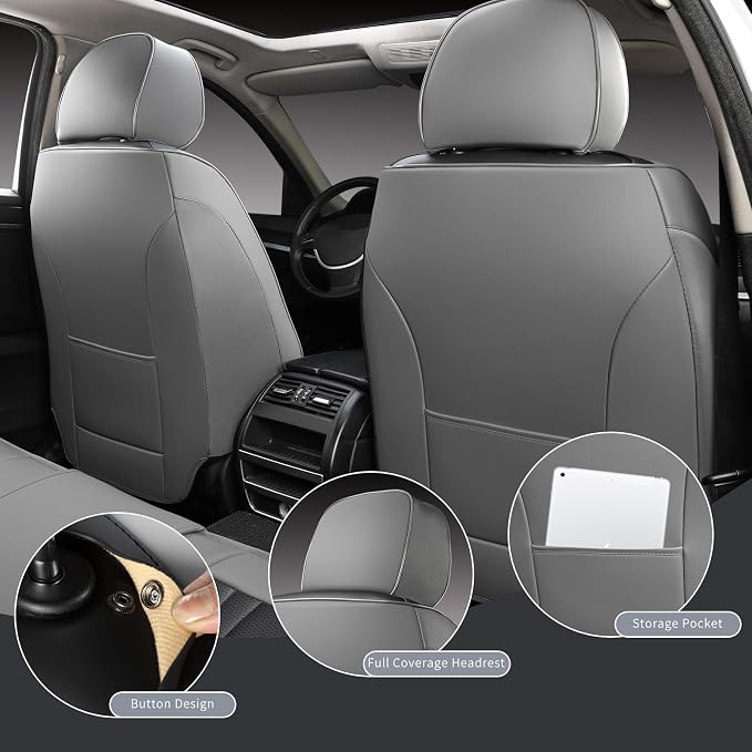 Universal Faux Leather Seat Covers — Gray / Black