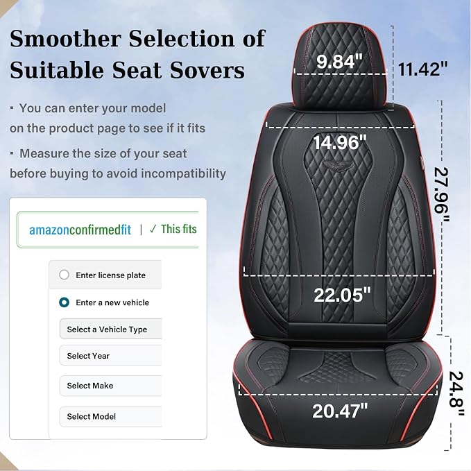 Universal Faux Leather Seat Covers — Front Seat — Black