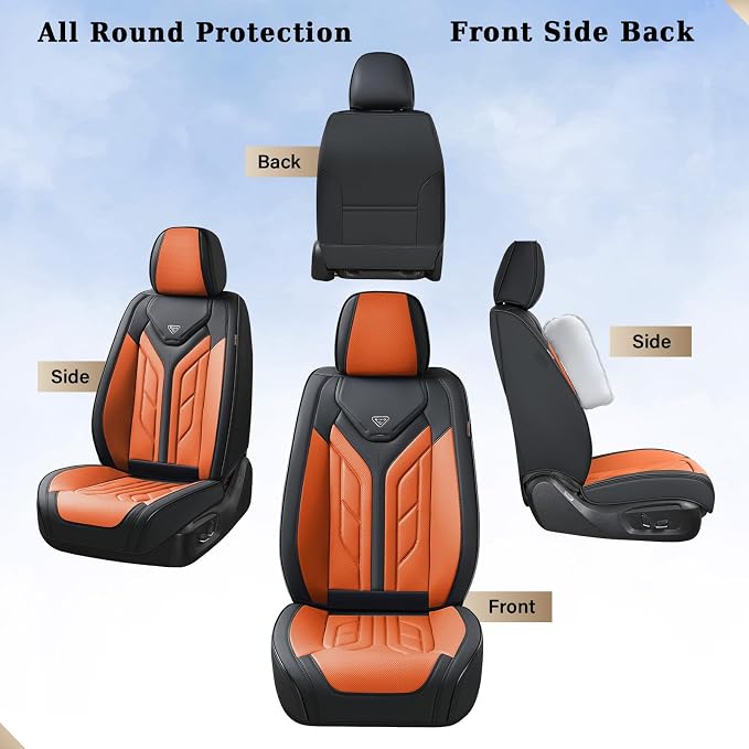 Universal Seat Covers — Full Set — Black / Orange