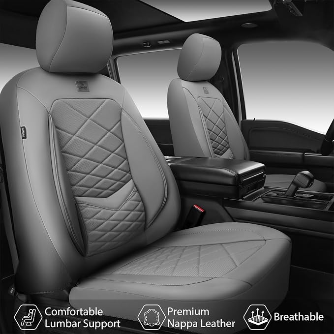 Universal Faux Leather Seat Covers — Full Set — Gray