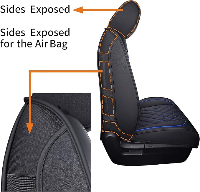 Faux Leather Seat Covers for Toyota Tundra — Front Seat — Black / Blue