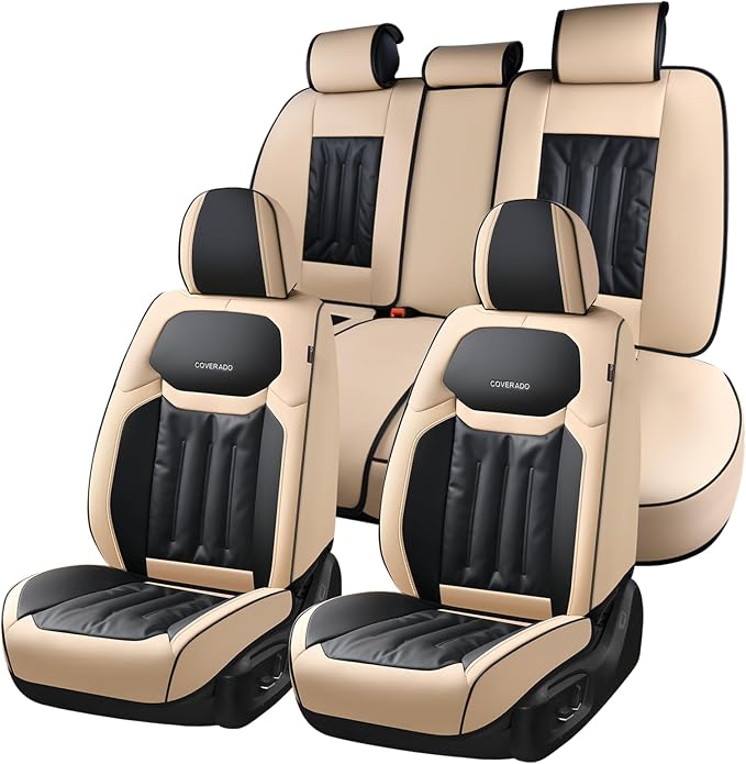 Universal Seat Covers — Full Set — Beige / Black
